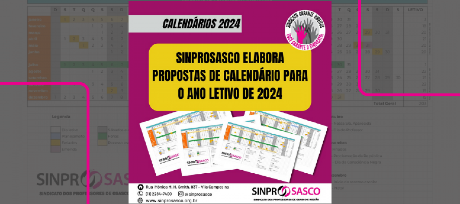 Sindicato elabora propostas de calendário para 2024