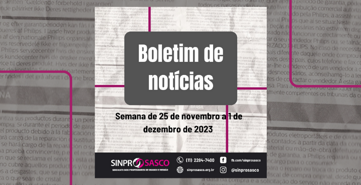 BOLETIM DE NOTÍCIAS | Semana de 25 de novembro a 1 de dezembro de 2023